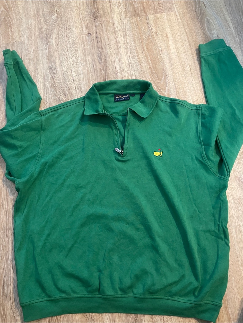Bobby Jones Green quarter zip masters logo